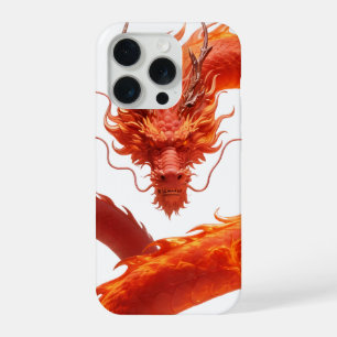 Red Fire Dragon Art   Mythical Flame Dragon Design iPhone 15 Pro Case