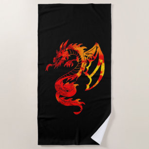Red Fire Dragon Beach Towel