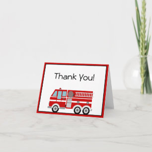 Red Fire Engine and Hat Thank You Note Card