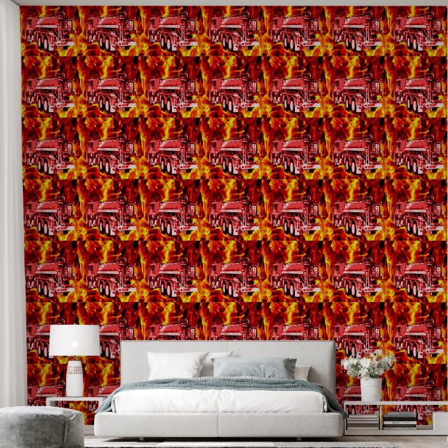 Red Fire Engine Oil Paint, Wallpaper (Bedroom)