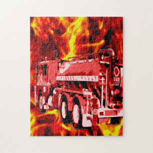 Red Fire Engine Oil Painting, Jigsaw Puzzle