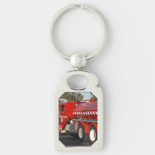 Red Fire Engine, Rectangle Metal Keyring
