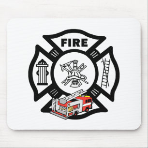 Red Fire Engine Rescue Mouse Mat