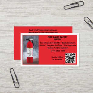 Red Fire Extinguisher Fire Safety Business Card