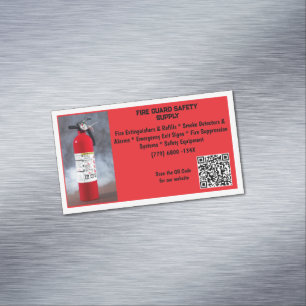 Red Fire Extinguisher Fire Safety Magnetic Business Card