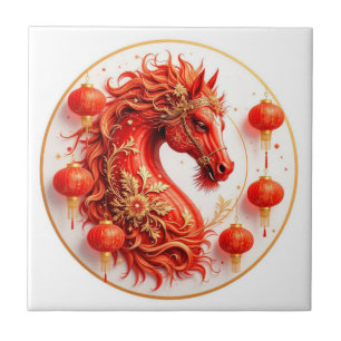 Red Fire Horse – 2026 New Year Celebration Design Tile