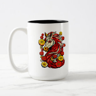 Red Fire Horse – Chinese Zodiac 2026 Two-Tone Coffee Mug