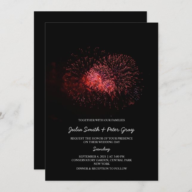 Red Fire on the Sky Wedding Invitation (Front/Back)