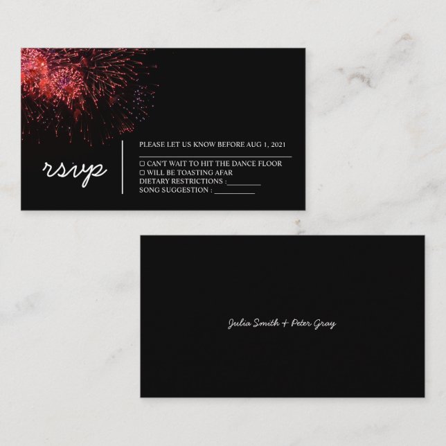 Red Fire on the Sky Wedding Rsvp Card (Front/Back)