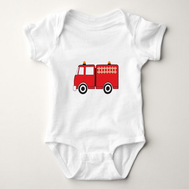 Red Fire Truck Baby Bodysuit (Front)