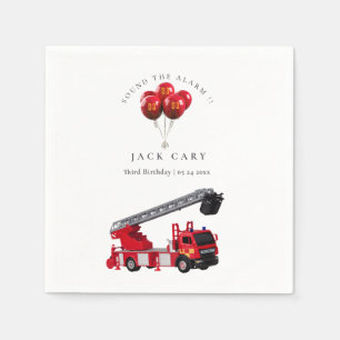 Red Fire Truck Birthday Party Napkin