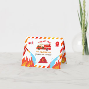 Red Fire Truck  Birthday Party Thank you Card