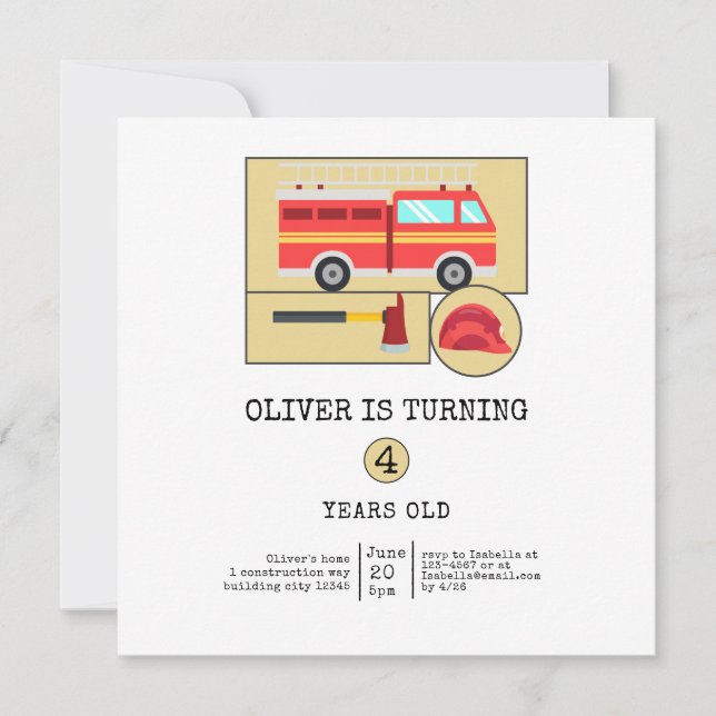 Red Fire Truck | Boys Themed Birthday  (Front)