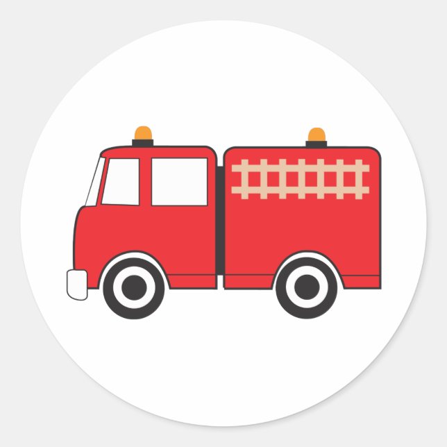 Red Fire Truck Classic Round Sticker (Front)