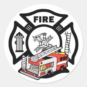 Red Fire Truck Classic Round Sticker
