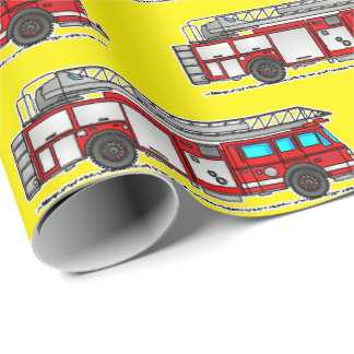 Red Fire Truck, Firefighter Birthday Gift Wrap