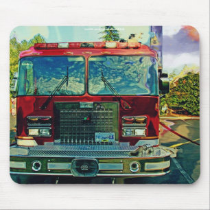 Red Fire Truck Fireman's Art Gift Mouse Mat