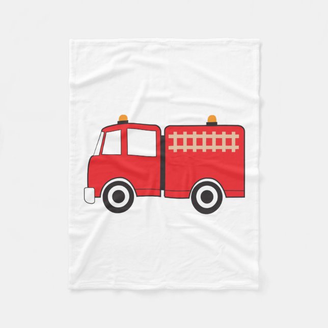 Red Fire Truck Fleece Blanket (Front)