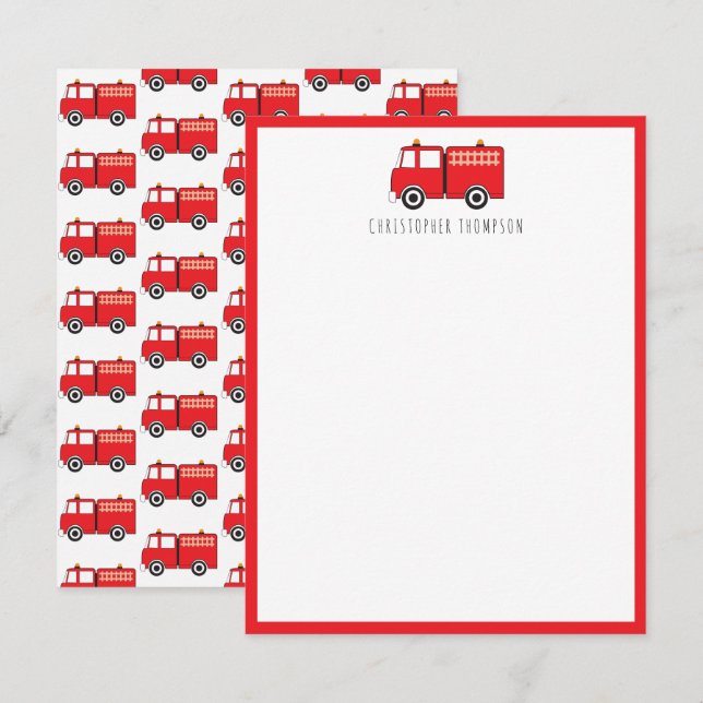 Red Fire Truck Kids Children's personalised  Card (Front/Back)