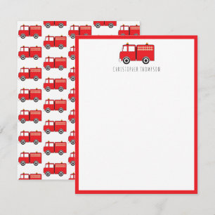 Red Fire Truck Kids Children's personalised Card