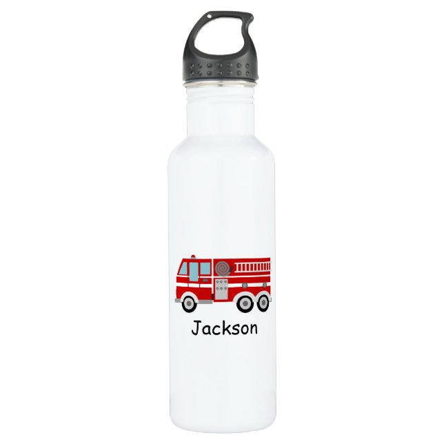 Red Fire Truck Kids Personalised 710 Ml Water Bottle (Front)