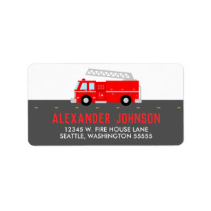 Red Fire Truck Label