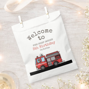 Red Fire Truck Party Décor Custom Kids Birthday Favour Bags