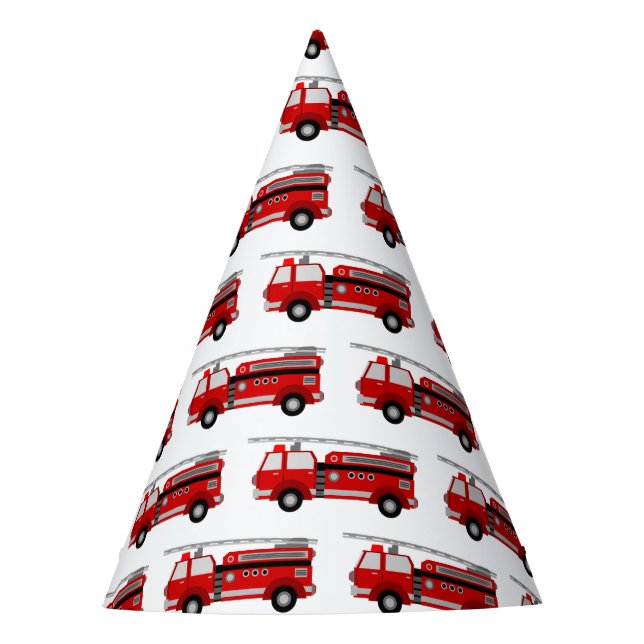 Red Fire Truck Party Hat (Front)