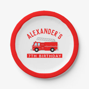 Red Fire Truck Party Paper Plate