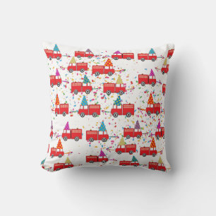 Red Fire Truck Party Pattern Cushion