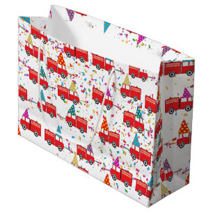 Red Fire Truck Party Pattern Large Gift Bag