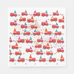 Red Fire Truck Party Pattern Napkin
