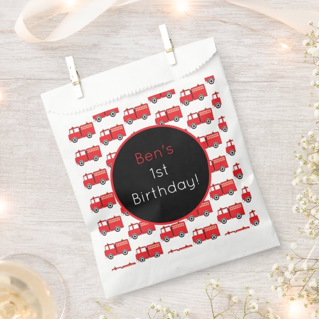 Red Fire Truck Pattern Favour Bags (Clipped)