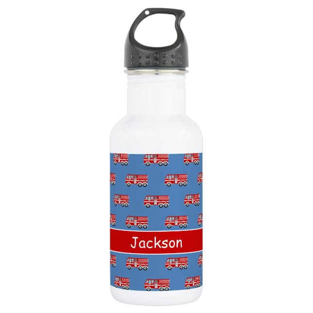 Red Fire Truck Pattern Personalised Boy 532 Ml Water Bottle (Front)