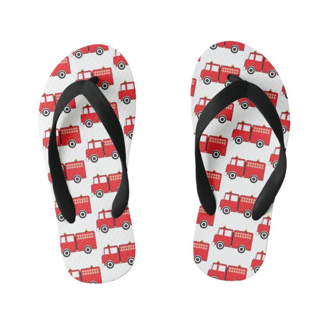 Red Fire Truck Pattern Toddler Kid's Flip Flops (Footbed)