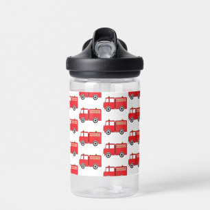 Red Fire Truck Pattern Water Bottle
