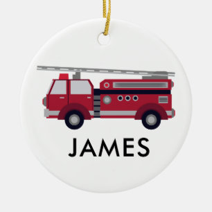 Red Fire truck Personalised Christmas Ornament