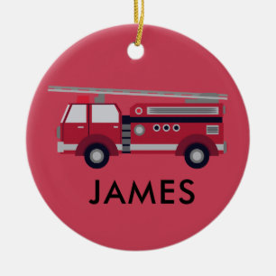 Red Fire truck Personalised Christmas Ornament