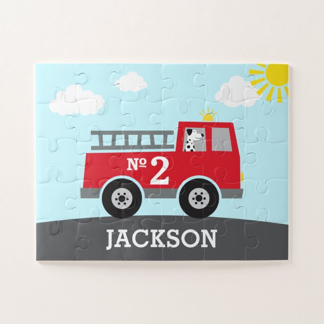 Red Fire Truck Personalised Puzzle (Horizontal)