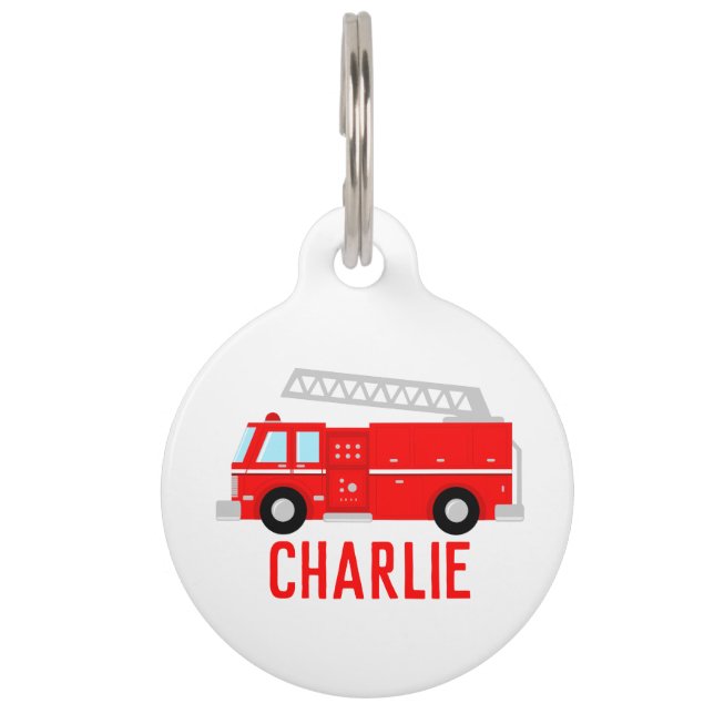 Red Fire Truck Pet Tag (Front)