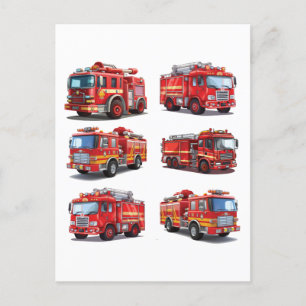 Red Fire Truck Postcard