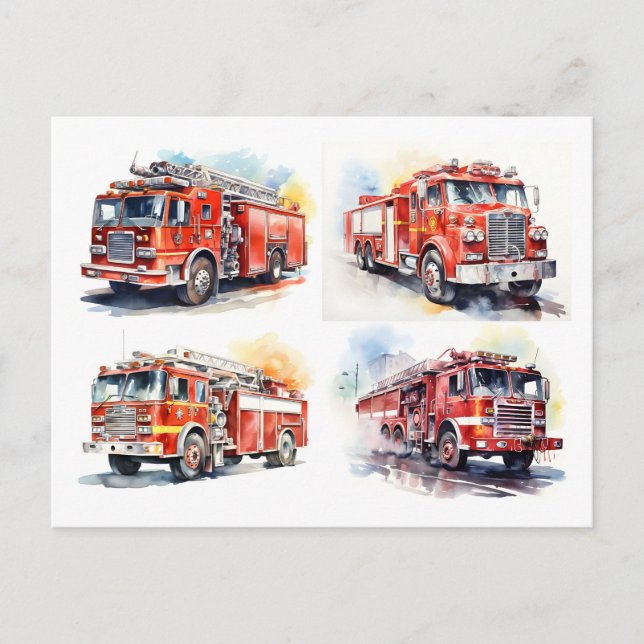 Red Fire Truck  Postcard (Front)