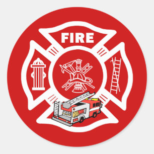 Red Fire Truck Rescue Classic Round Sticker