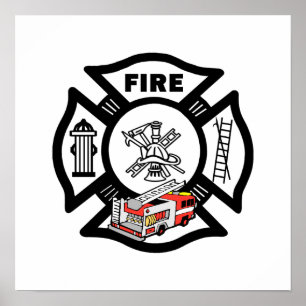 Red Fire Truck Rescue Poster