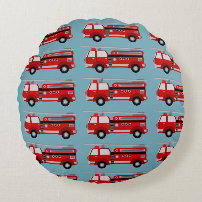Red Fire Truck  Round Cushion (Front)