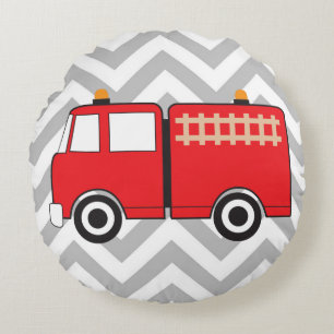 Red Fire Truck Round Cushion