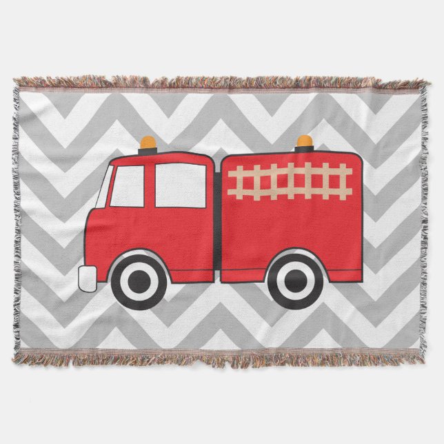 Red Fire Truck Throw Blanket (Front)