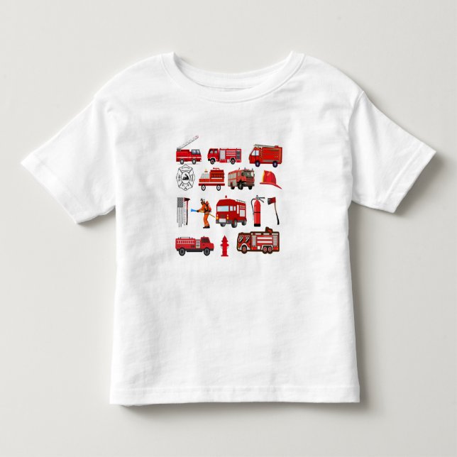 Red Fire Trucks Toddler T-Shirt (Front)