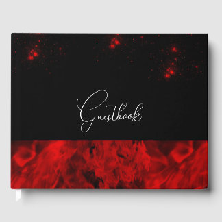 Red Fire Wedding Guest Book