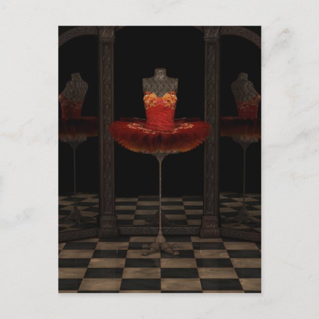 Red Firebird Classical Ballet Tutu Reflections Postcard (Front)